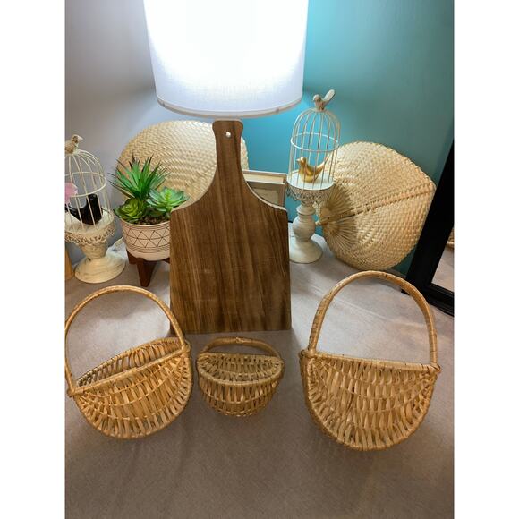 Home Decor Lot Wall Hanging Baskets 3 Stacking Basket Set Large Basket on Board - Picture 2 of 6